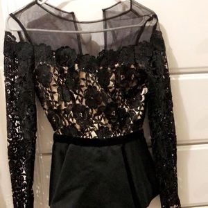 Black Lace Peplum Shirt